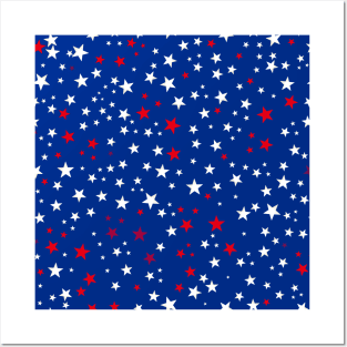 Shining white red stars Usa flag design Posters and Art